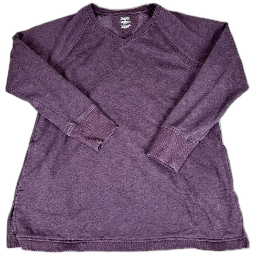 Duluth Trading Co Sweater Womens XL V Neck Long Sleeve Pockets Cotton Tunic Top